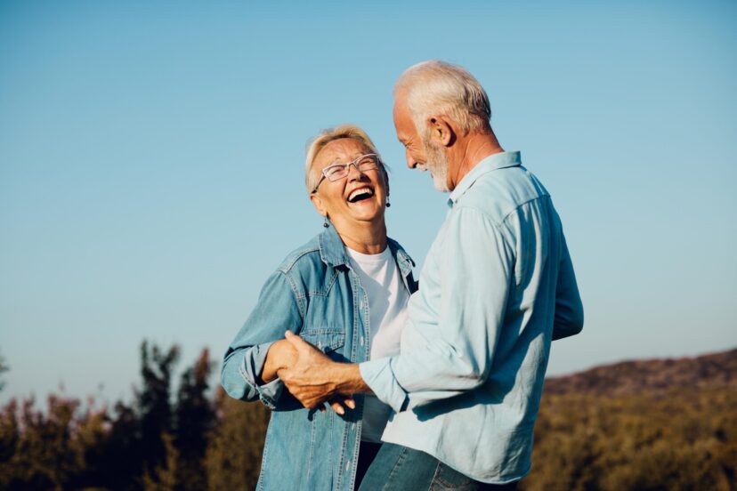 Happy active senior couple outdoors